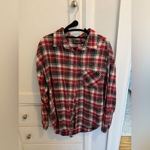 Brandy Melville Red and Black Plaid Shirt